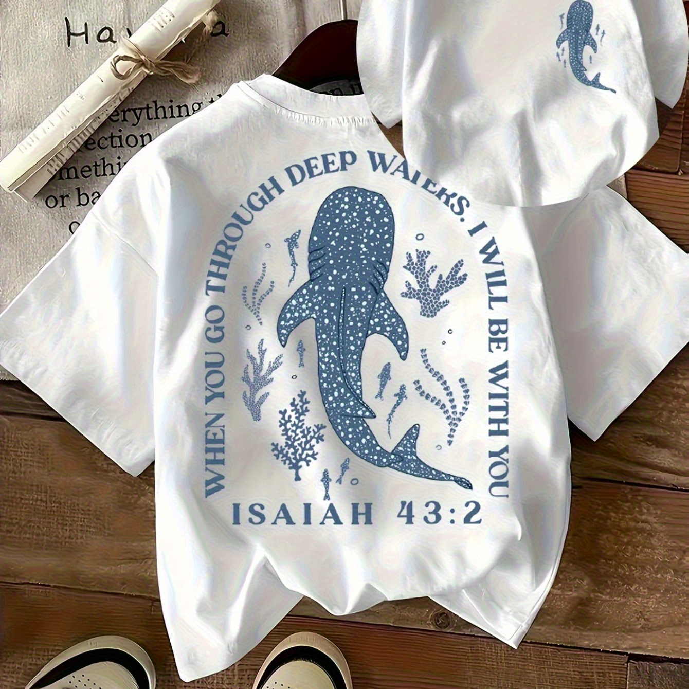 [Summer T-Shirt] Casual Printed White Round Neck Short-Sleeved T-Shirt Summer Tops for Girls, Teenagers and Students