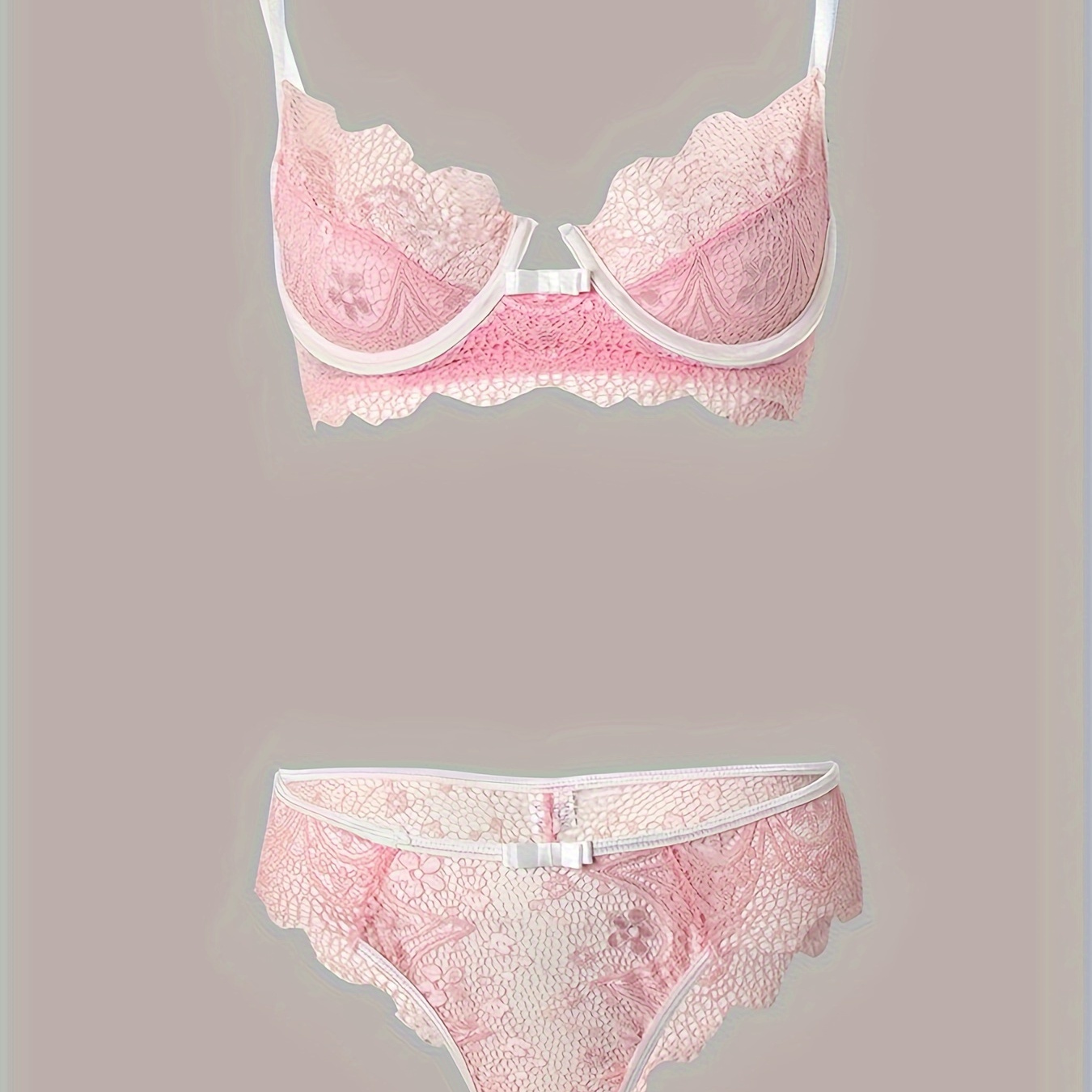 Women's Lace Push Bra & Panty Lingerie Set - Temu Canada