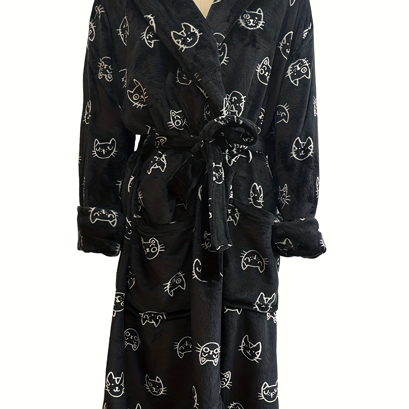 

Mebeath 's Cat , Bathrobe , V-, Long , Waist, , Fit, Knit Set
