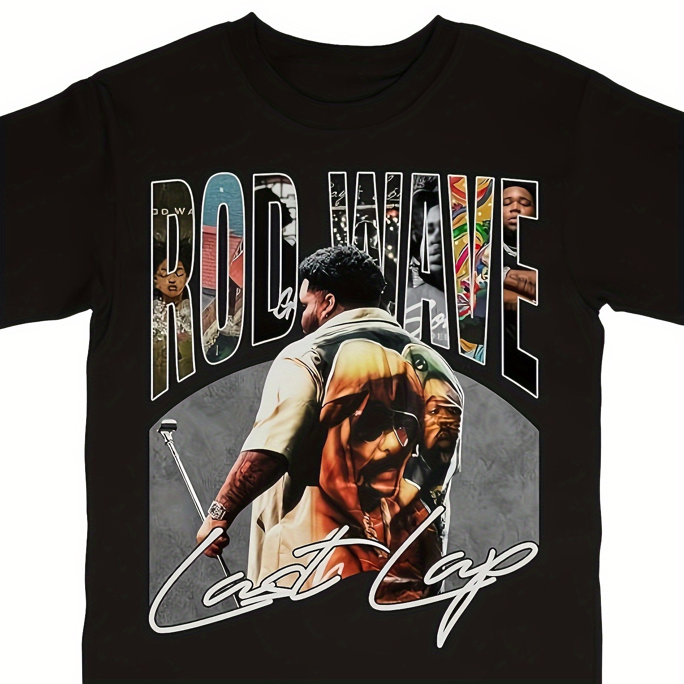 Men's Rod Wave Graphic T-Shirt 100% Cotton Soft Breathable Crew Neck Short Sleeve with Vibrant Rock Art Print & Graffiti Lettering - Casual Streetwear for Spring Summer Fall, Urban Style, Bold Typography, Durable Construction, Statement Tee, Urban Lifestyle