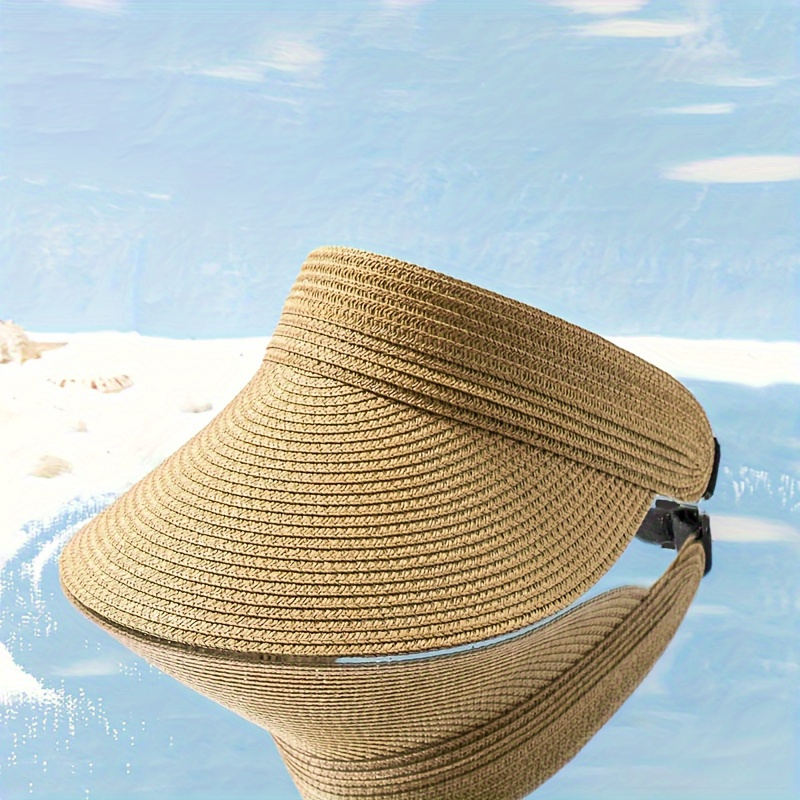

Women's Foldable Wide Brim Straw Sun Visor Hat, Adjustable Beach Cap, Perfect New Year And Christmas Valentine's Gift For Her
