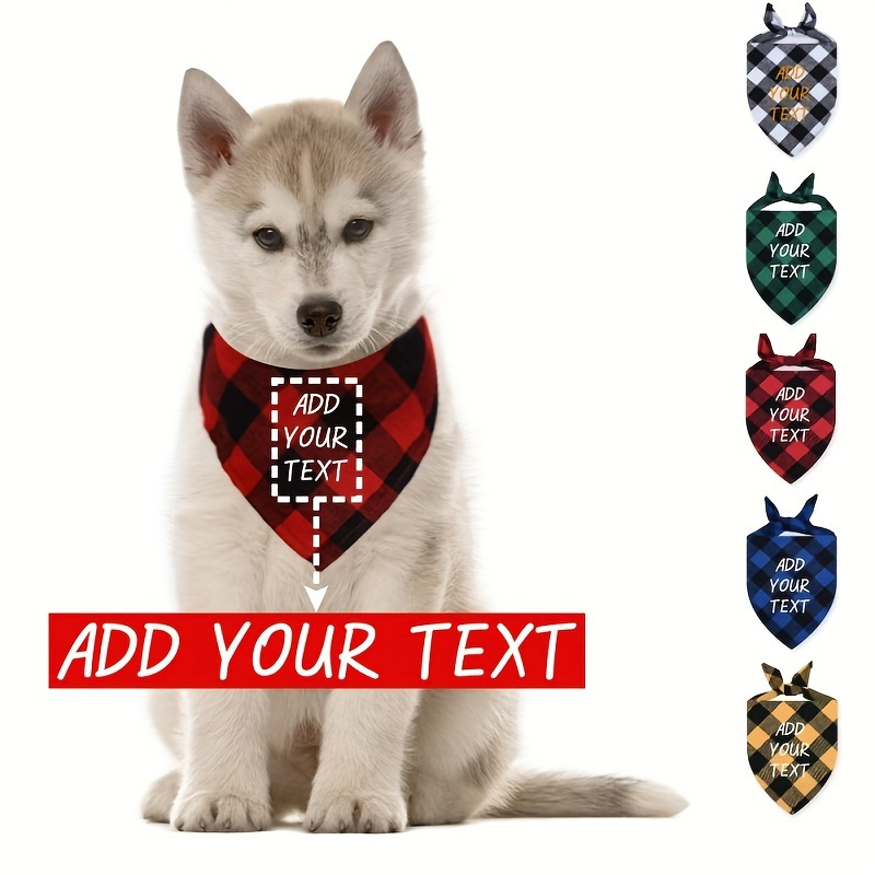 

Personalized Dog Plaid Kerchief Scarf, Triangle Bibs Pet Scarf For Dog And Cat, Decorative Towel