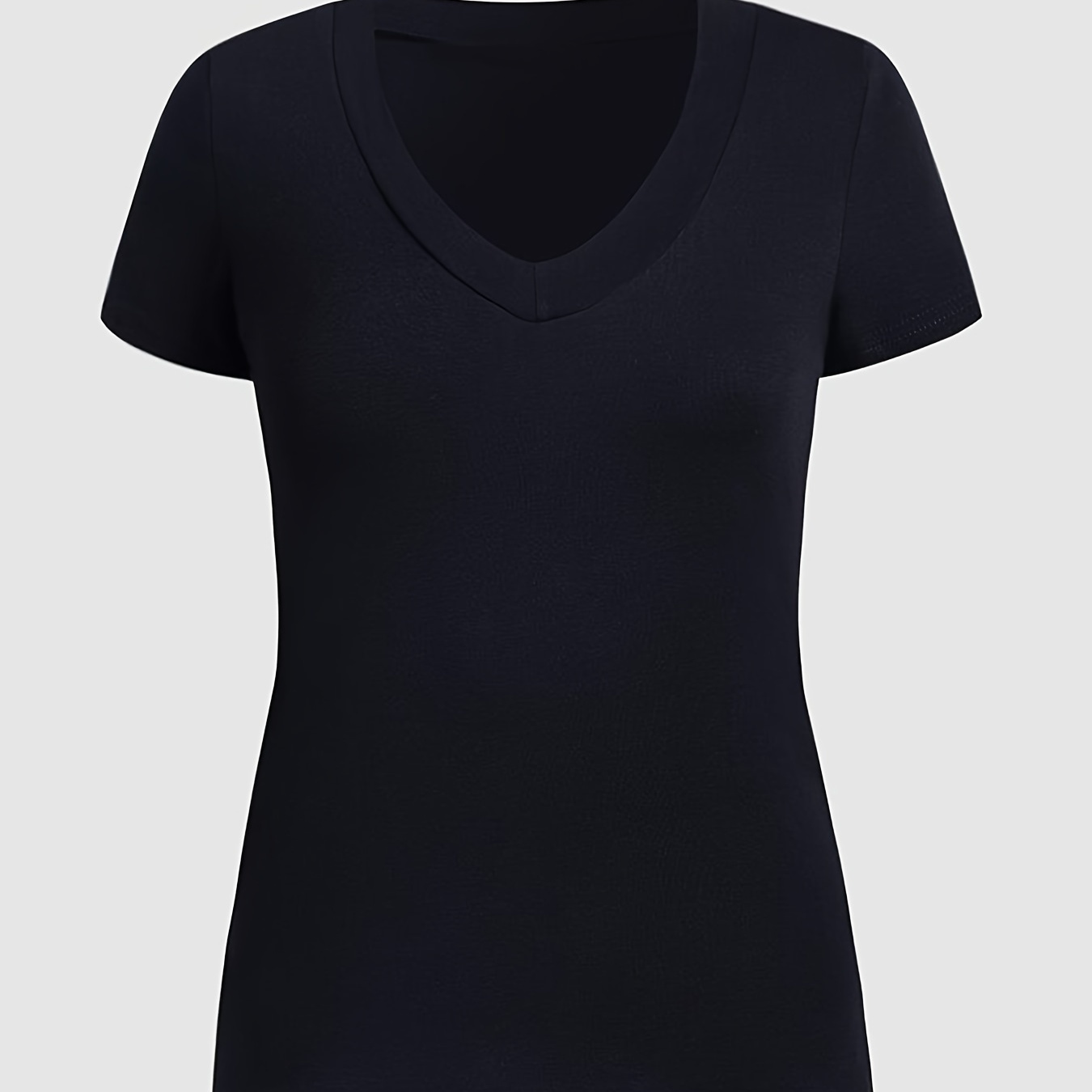 

Solid Slim T-shirt, Sexy V Neck Short Sleeve Summer T-shirt, Women's Clothing