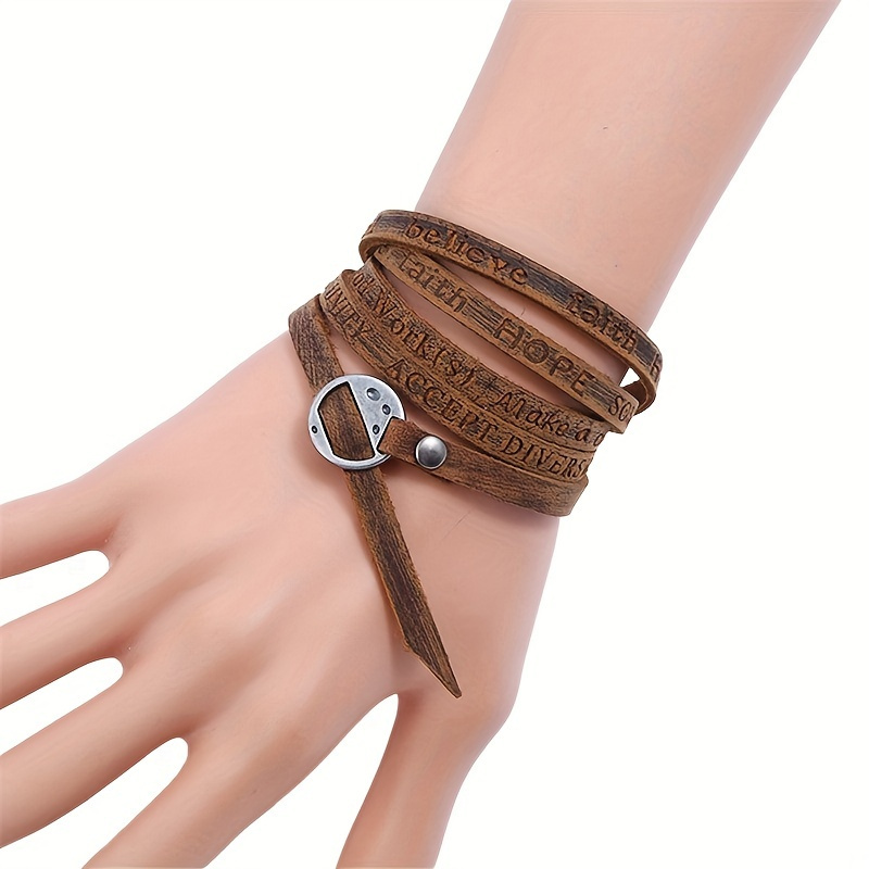 

1pc Fashion Cool Versatile Pu Leather Bracelet