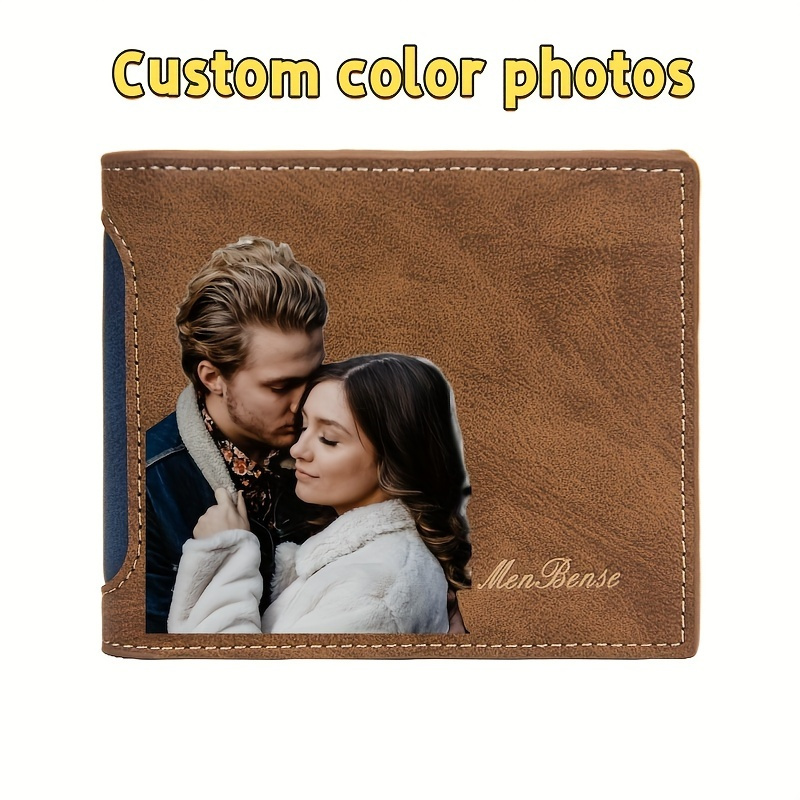 

Personalized Men' With Custom Photo & Text - Romantic Leather Bifold, Ideal For Father, Husband, Son - Perfect Gift For Birthdays, Father's Day, Holidays, Anniversaries