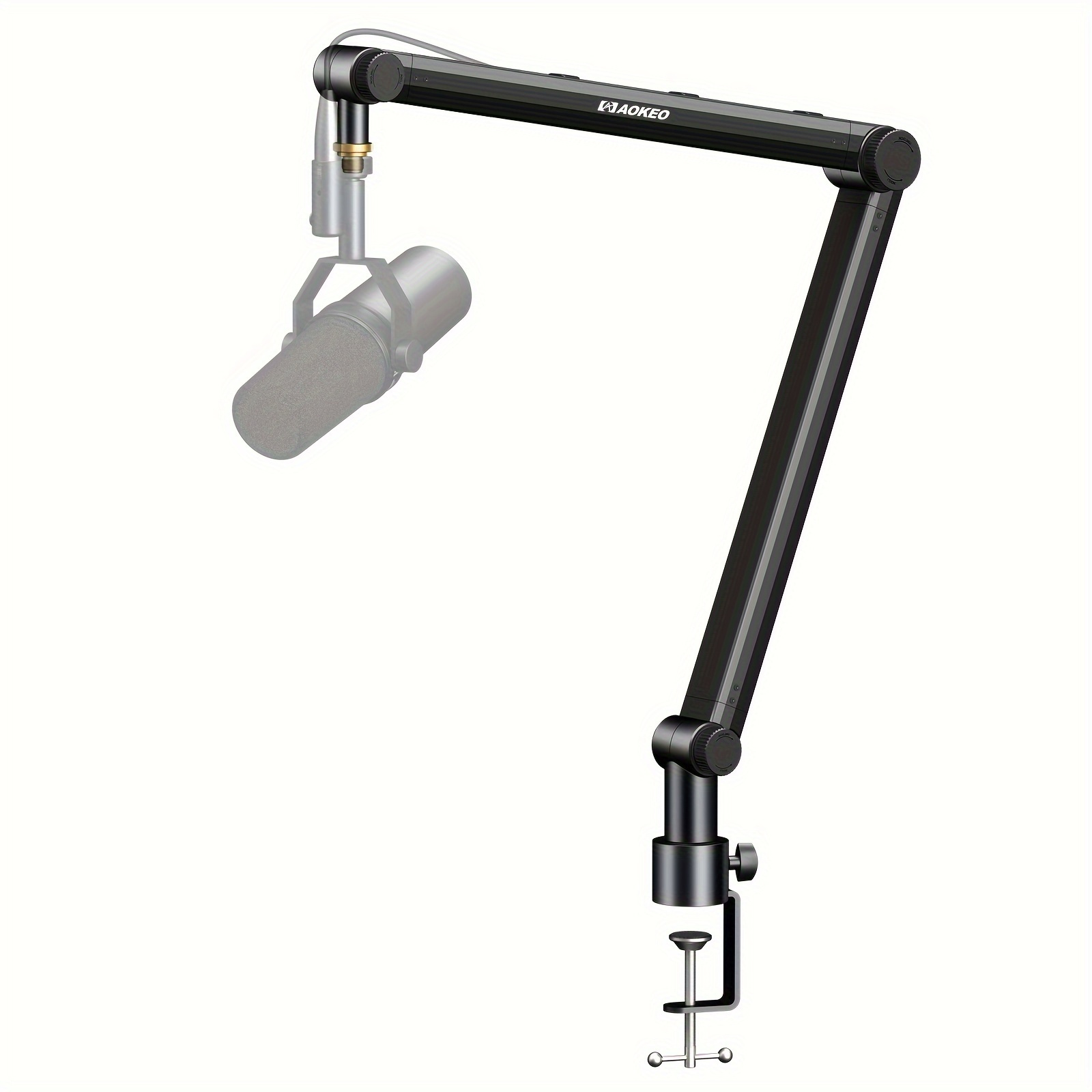 

Aokeo Premium Microphone Stand With Cable Management - Detachable Riser, 5/8" Thread Adapter For Blue Snowman Mv7