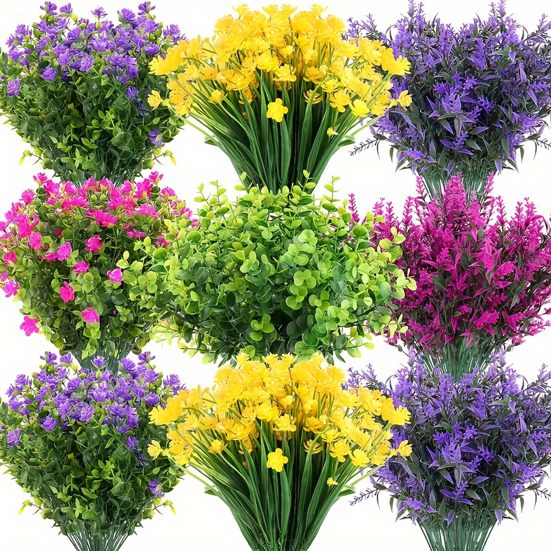 TEMU 6 Bundles Uv-resistant Artificial Flowers - Perfect For Garden, Patio, Porch, Window Box & More!