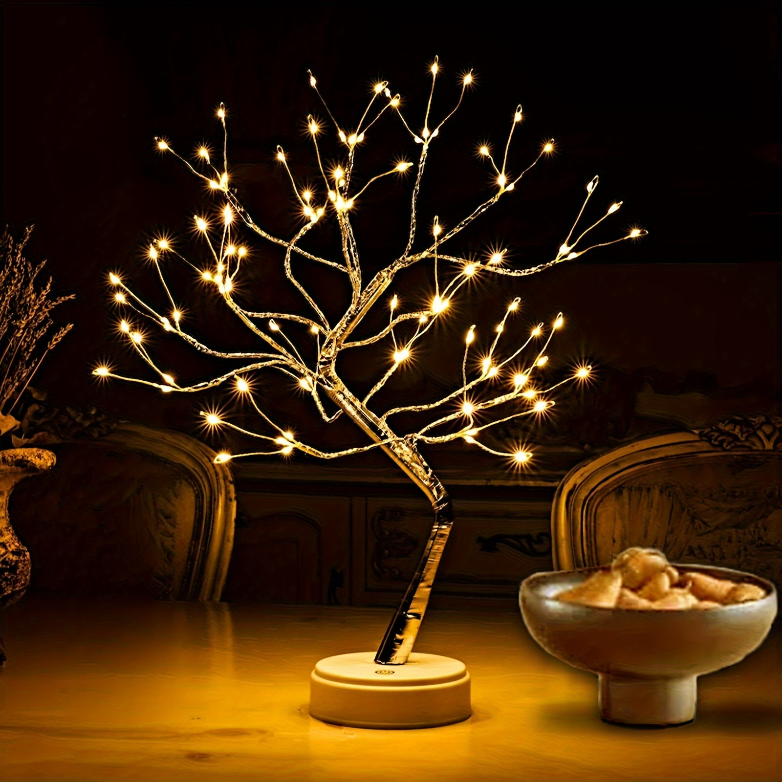 4 Pcs 20 Bonsai Fairy Tree Light 108 LED Artificial Tree Lamp Battery/USB  Operated DIY Birch Tree Warm Fairy Light for Indoor Home Desktop Christmas