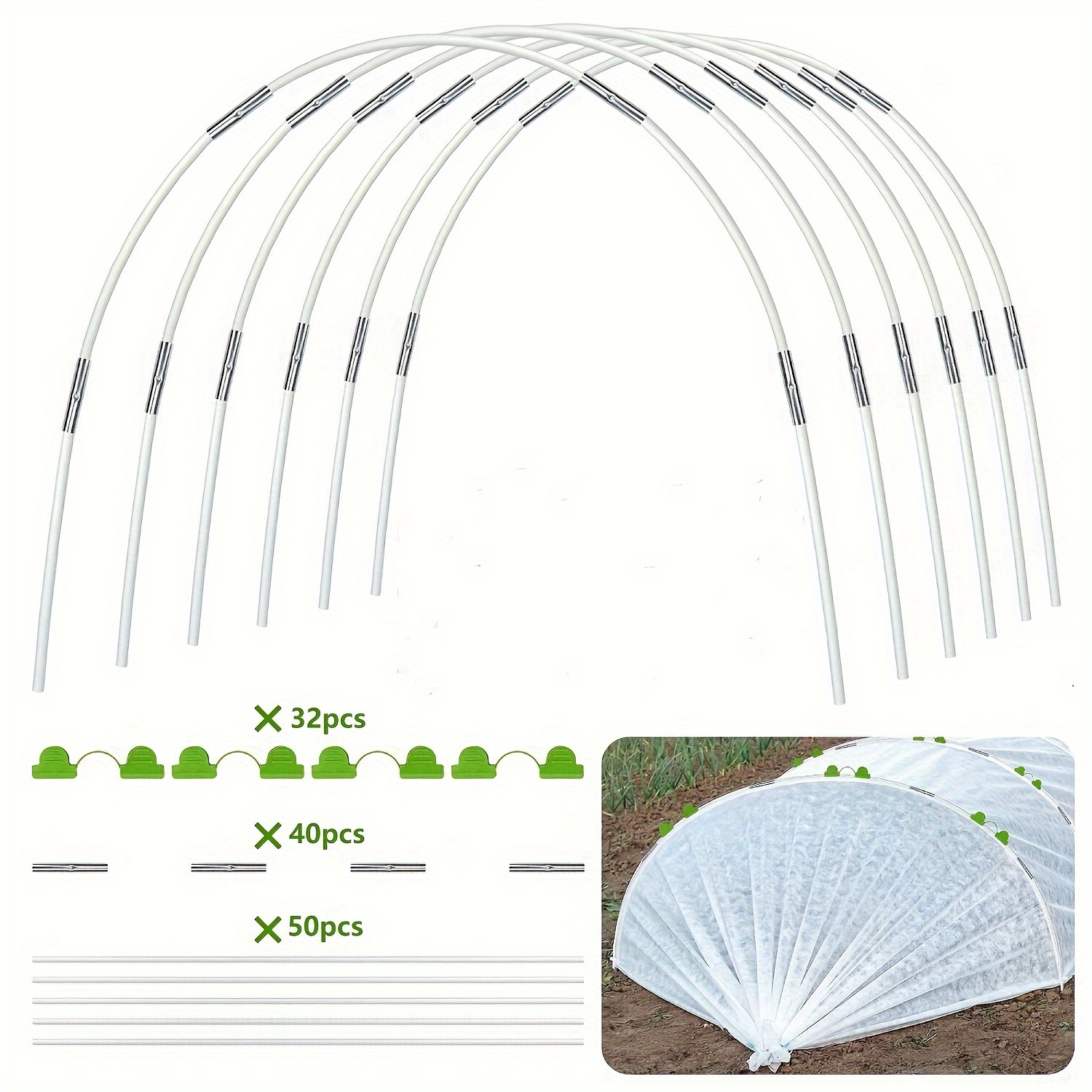 

Greenhouse Hoops For Diy 43" Or Plant Tunnel, Rust Resistant Fiberglass Support Hoop Frame For Garden Fabric, Diy Plant Support Garden Stakes, Gardening Supplies,