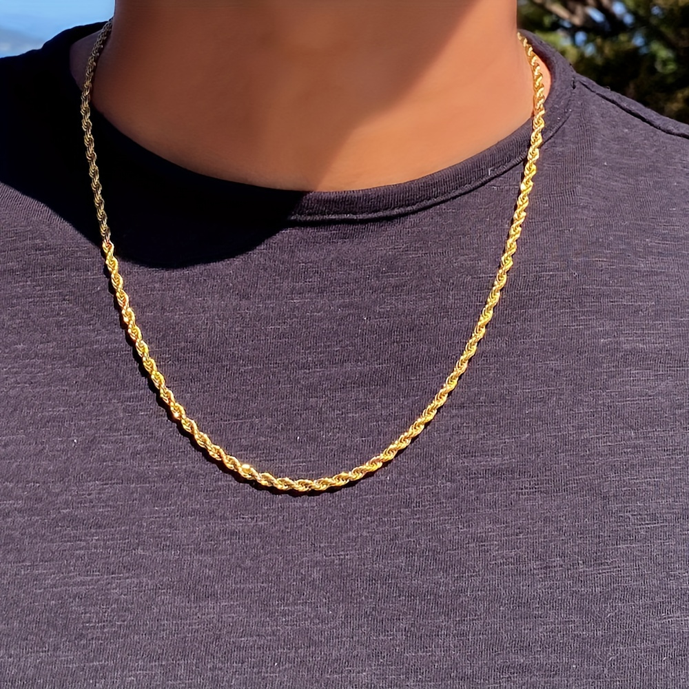 

Men's Fashion Stainless Steel Necklace, Simple Gold-plated Necklace