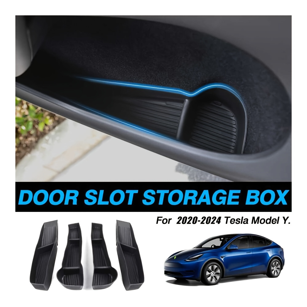 

4pcs Car Door Tray Organizer, Car Front And Rear Door Slot Tray Organizer Door Side Storage Box Tpe Material Black For Tesla Model Y/3 20-23 Accessories