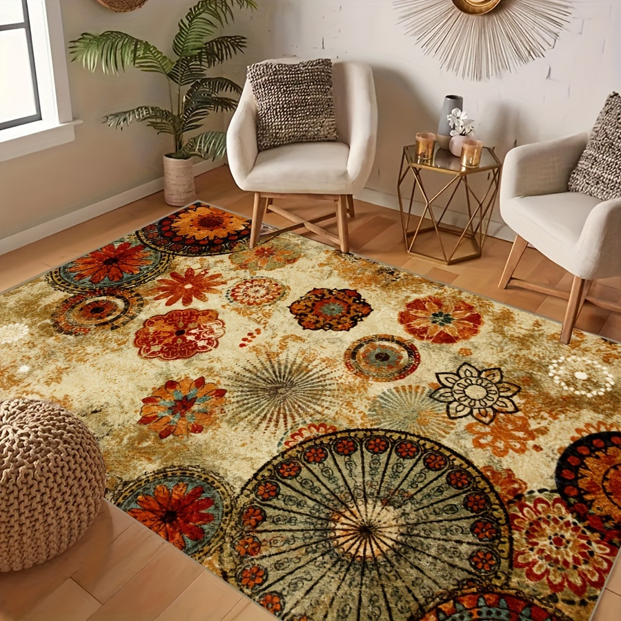 

1pc Ethnic Area Rugs, Non Carpet, Fluffy Distressed Carpet, , , , And To Carpets Are Suitable For And , Bedrooms, And Offices