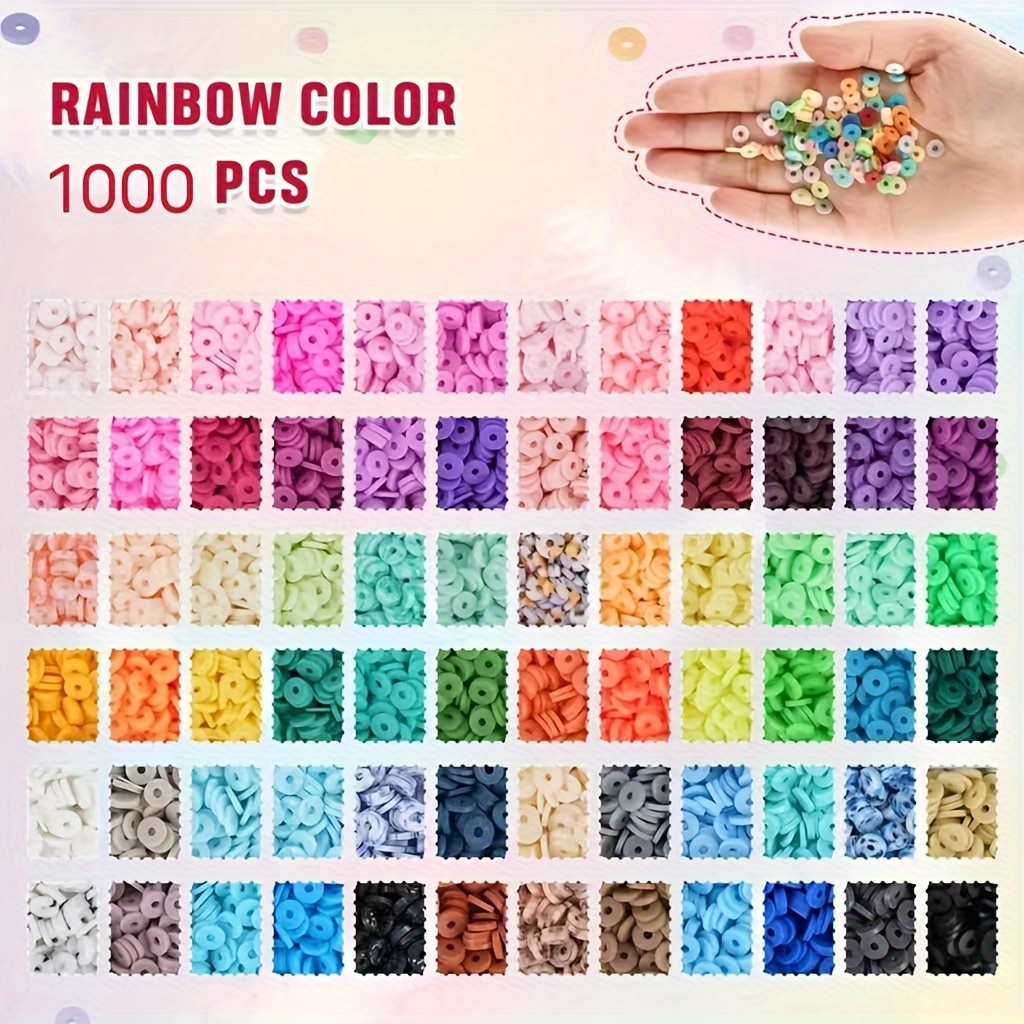 

1000-piece Mixed Color 6mm Polymer Clay Beads Set - Flat Round Spacer Beads For Diy Jewelry Making, Bracelets & Necklaces Craft Supplies Beads For Jewelry Making Beads For Bracelets