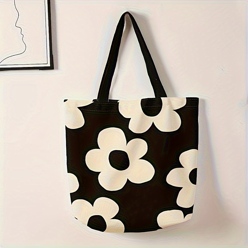 

Sac Fourre-Tout en Polyester à Imprimé Floral, Sac à Épaule Mode Réutilisable, Sac à Main Polyvalent Fermeture pour le Shopping et l'