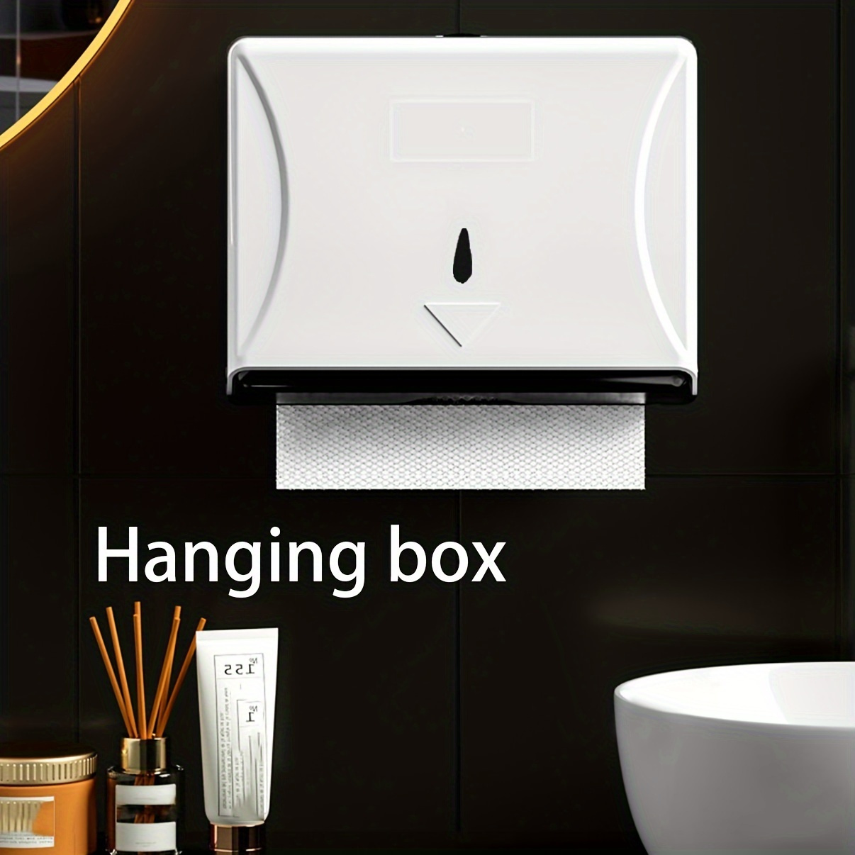 

1pc Wall-mounted Plastic Tissue Dispenser, Easy Install Paper Towel Holder For Bathroom, Kitchen, Restaurant, Hotel, White