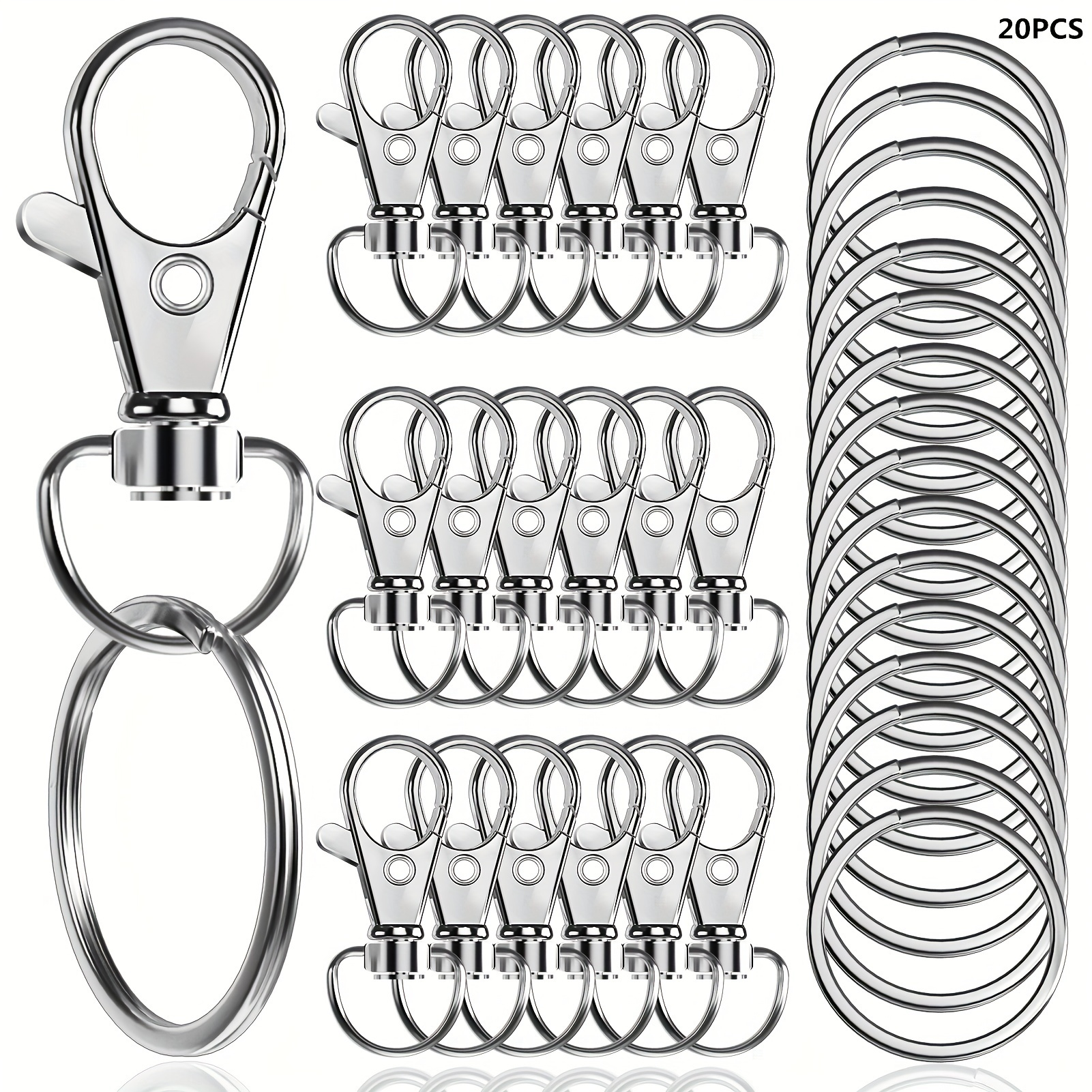 

20 Pcs Rotating Lobster Clasp With Key Ring, 10pcs Key Chain 10pcs Key Ring Jewelry, Diy Crafts For Men And Women, Valentine's Day Gifts, 1.25inches/32mm (10 Pcs Lanyard Snap Hooks+10 Pcs Key Rings)