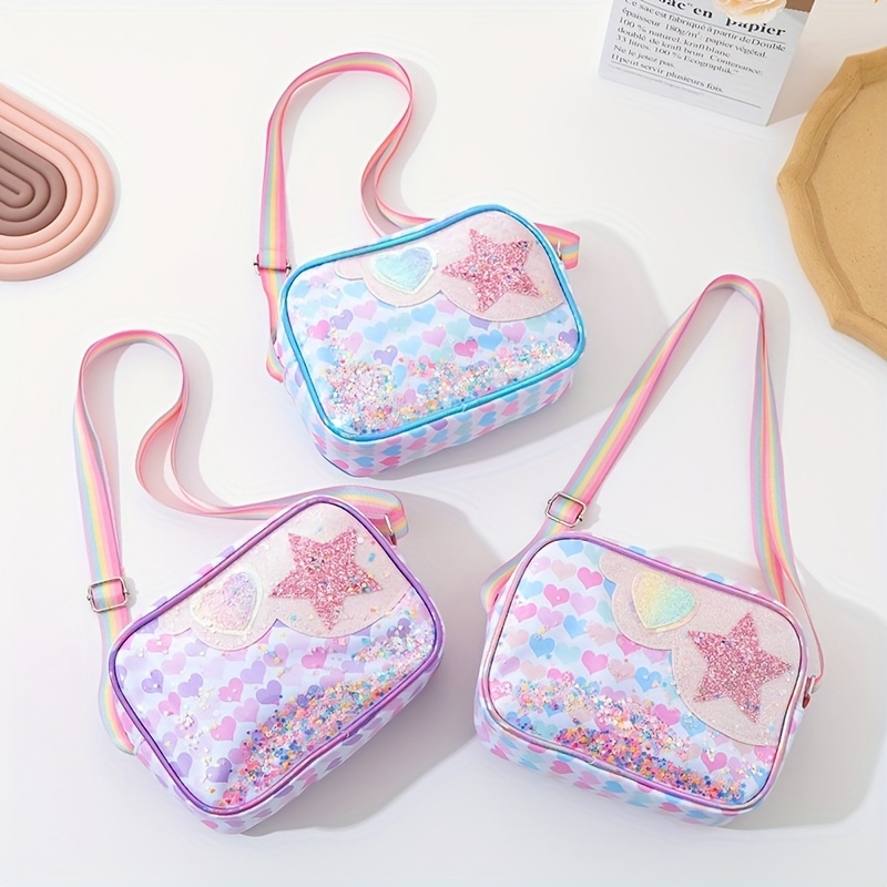 

1pc Glitter Beach Rainbow Series Sequin Crossbody Bag Shoulder Bag
