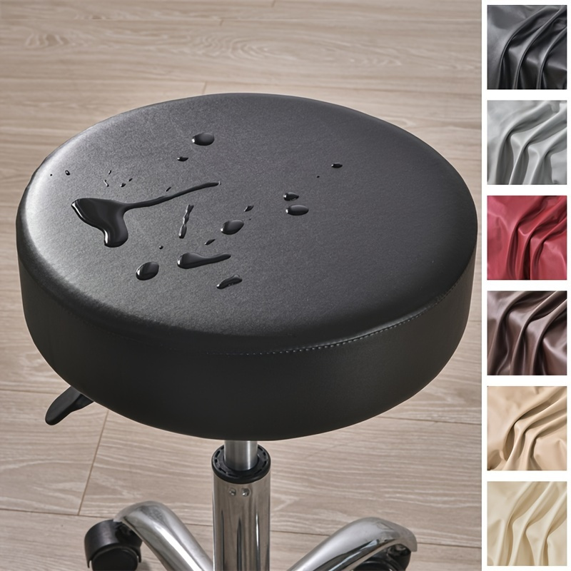 

1pc Waterproof Round All-inclusive Stool Cover, Pu Leather Bar Chair Cover, Elastic Chair Slipcover Suitable For Bar Bedroom Office Living Room Home Decoration, Stool Slipcover