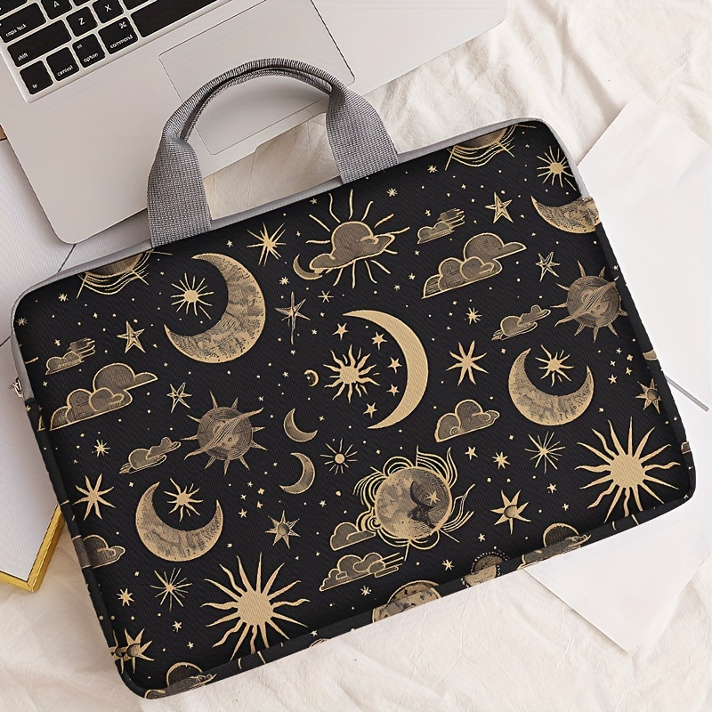 

1pc Moon Cloud Print Notebook Computer Bag, Simple Briefcase, Notebook Computer Protective Bag, Laptop Tablet Commuter Briefcase, File Storage Bag