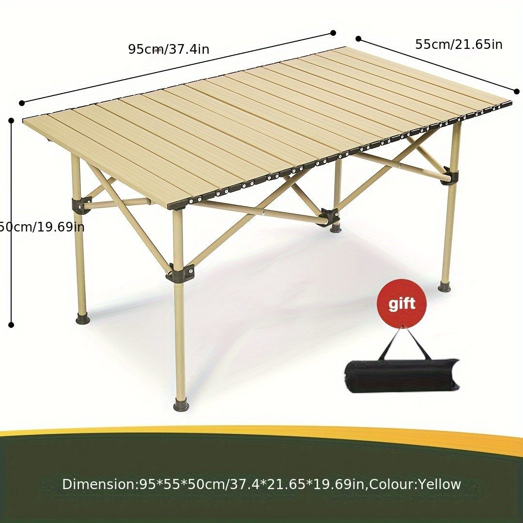 

Portable Folding Table, Alloy, 37.4"x21.65"x19.69", 100kg Load-bearing Capacity, Outdoor Camping Table