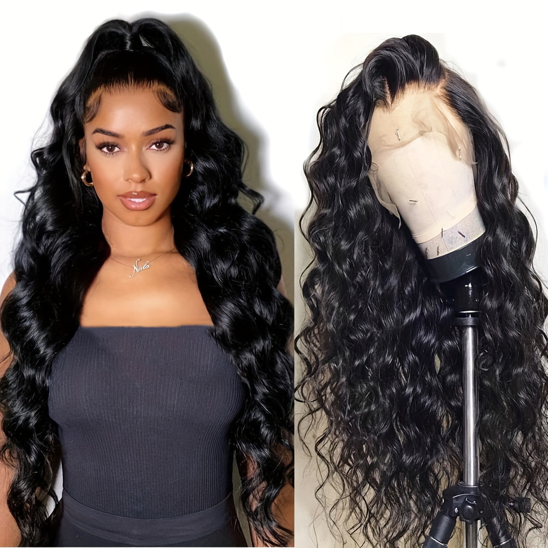 

Body Wave 360 Lace Front Human Hair Wigs Brazilian Virgin Human Hair Transparent Lace Frontal Human Hair Wigs Pre Plucked With Baby Hair 180% Density Natural Color 16-32 Inch