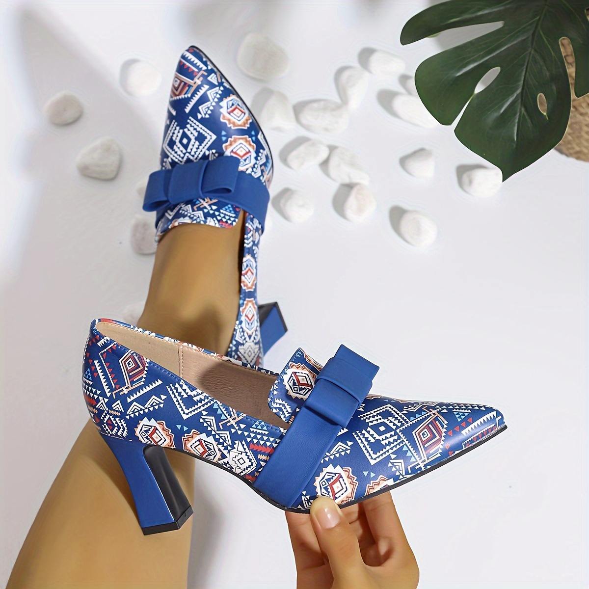 

High Heeled Ankle Boots For Women, Ethnic Style, Block Heel, Comfortable, Full-foot Coverage, Spring/, Reversible Floral Pattern, High Heel