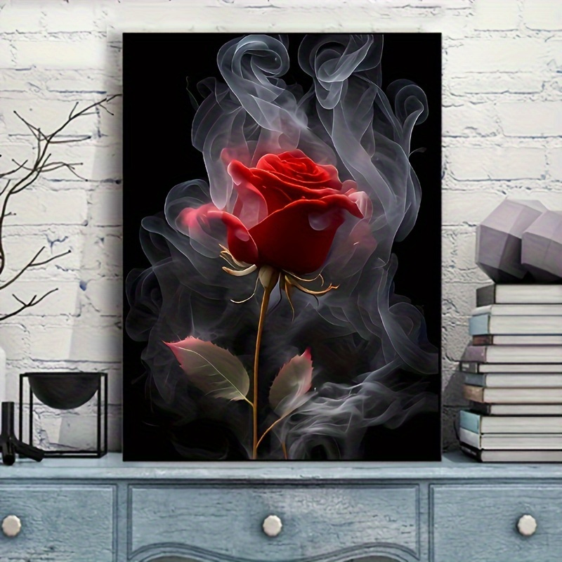 

Artificial Diamond Painting Kit, Flower Series Rose Flower Diy 5d Diamond Painting Art Kits For Adults Beginners, Diamond Painting Round Full Diamond For Wall Decor