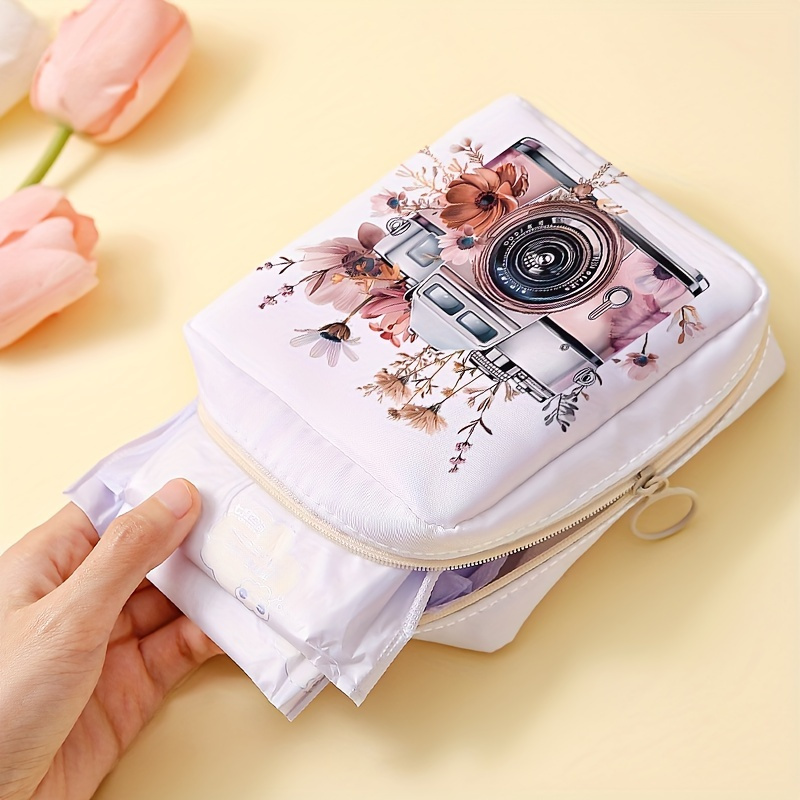 

Portable Camera Pattern Sanitary Napkin Storage Bag, Candy & Sundries Organizer, Lightweight Multi-purpose Pouch