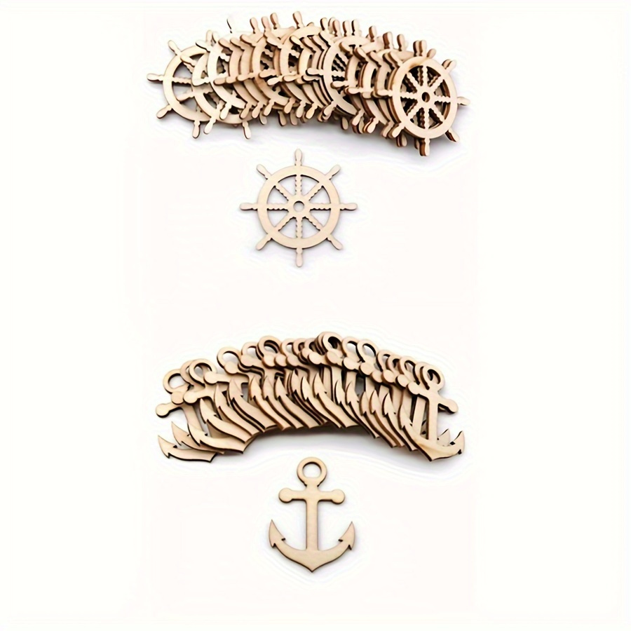 

25pcs Wooden And Anchor Hanging Ornaments Set - Decor For Weddings, 's Day, , Christmas - Diy Supplies For , Parties & Universal