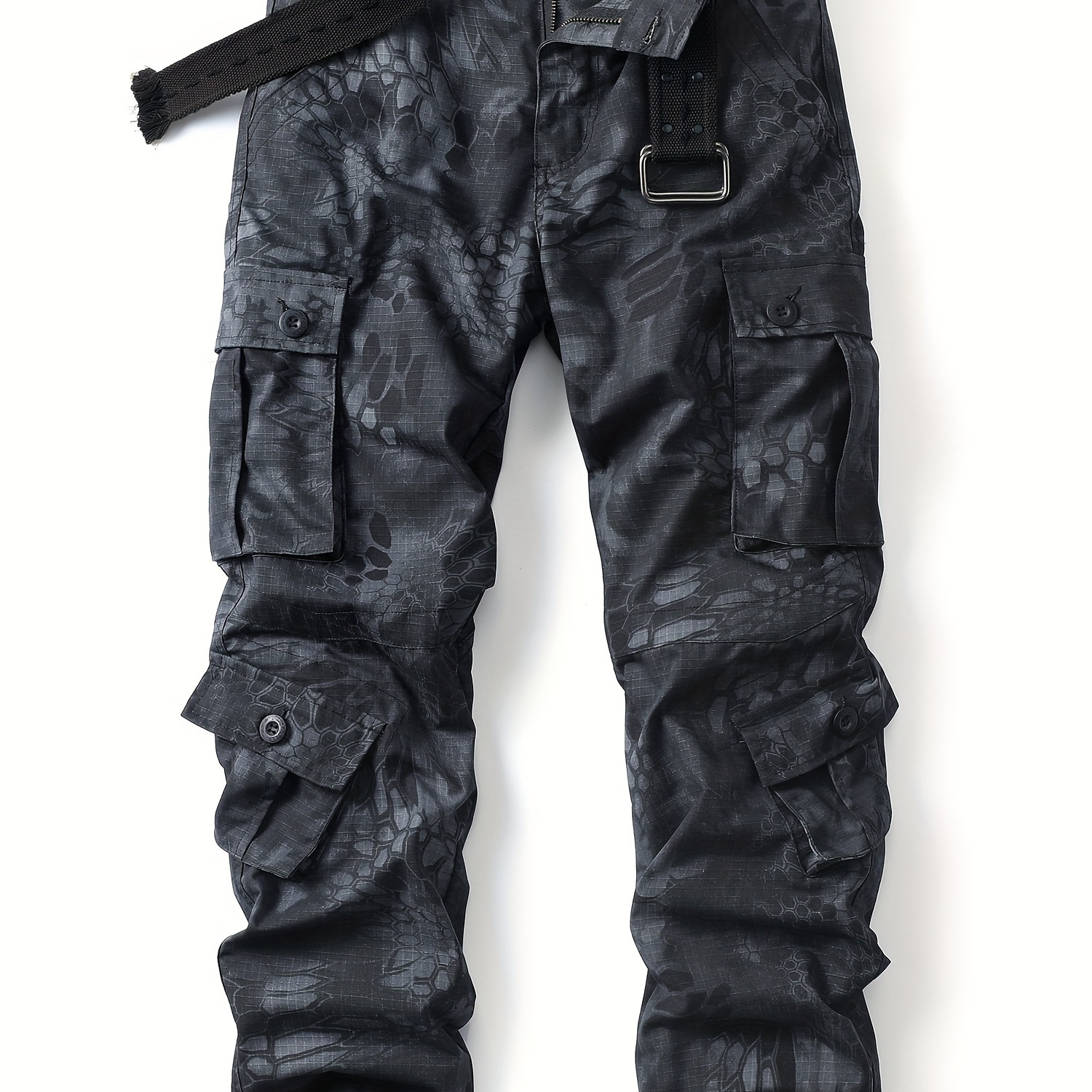 

Men's Trendy Snake Skin Camo Cargo Pants - Multi Pocket Trousers For Outdoor Work And Streetwear
