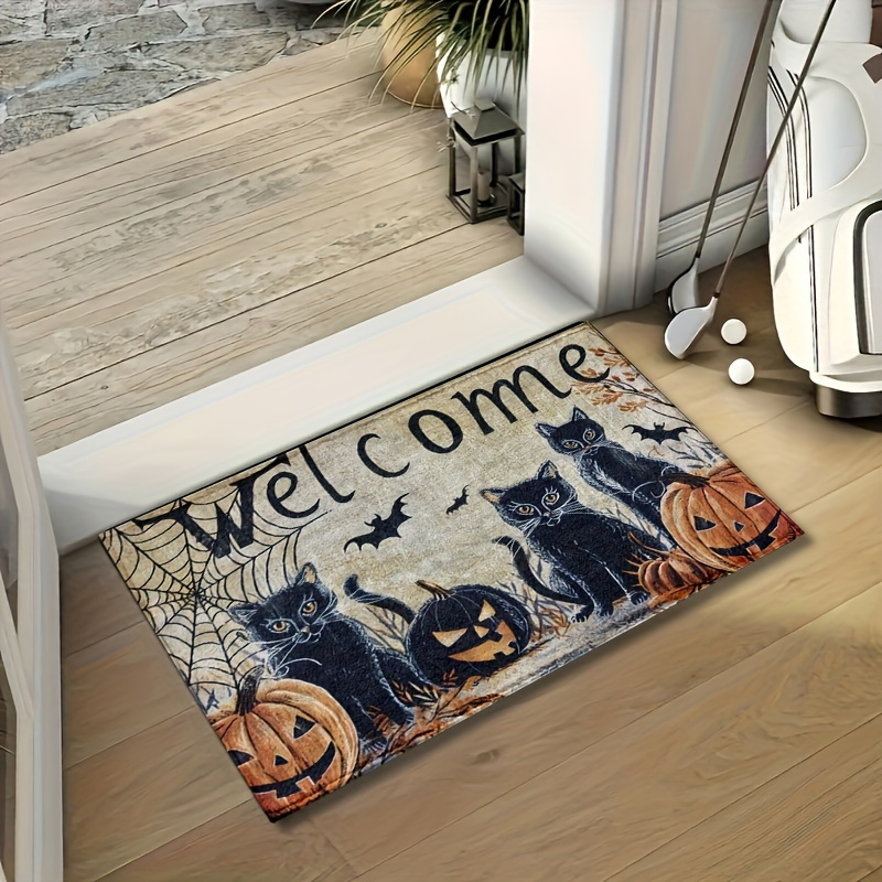 

Halloween : 3 & Pumpkins, Fleece, , , For , Bathroom, , 40cm/15.75in X 60cm/23.62in, Fluffy Decor Decoration