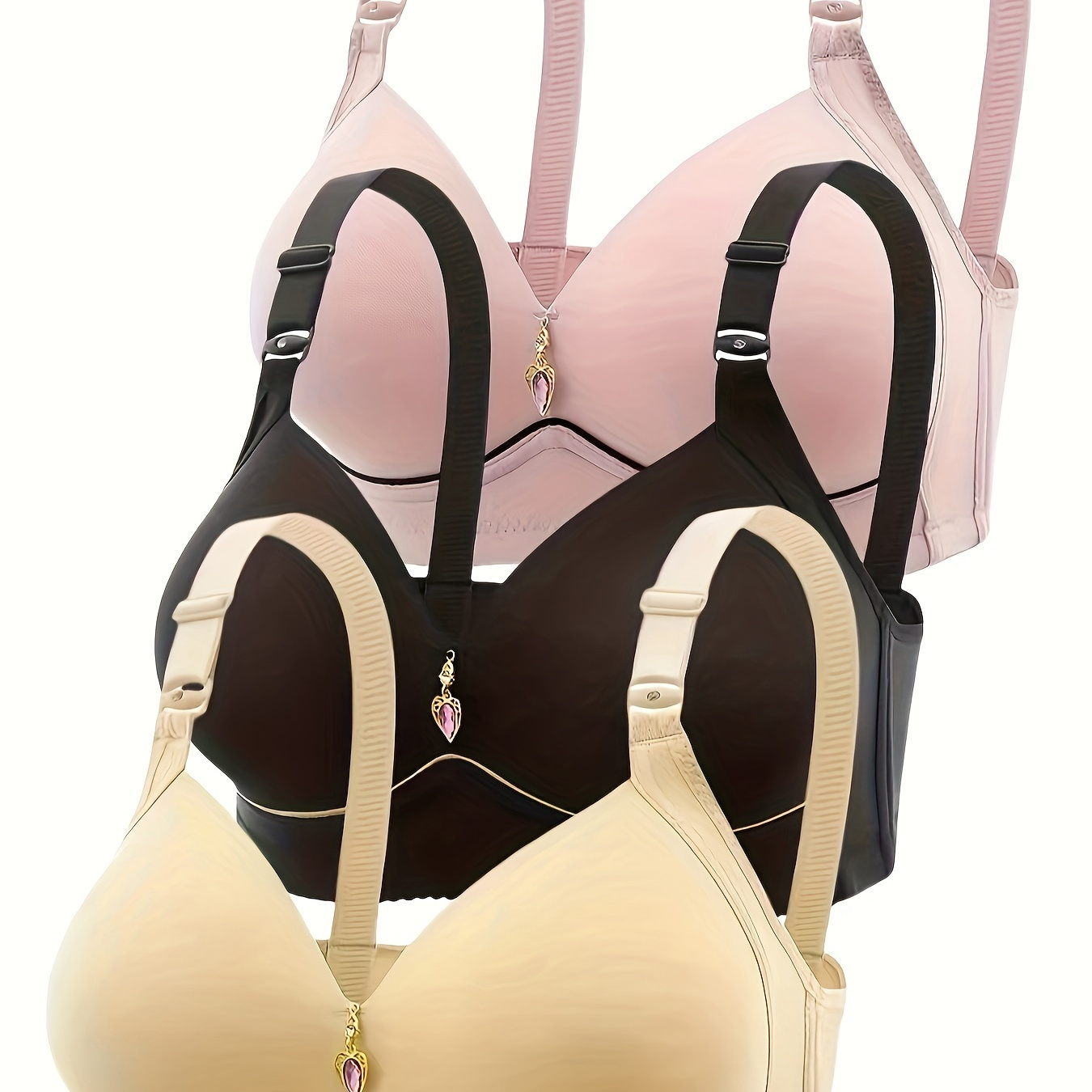 

3pcs Anti Sagging Wireless Bra, Elegant Comfy Push Up Bra, Women's Lingerie & Underwear