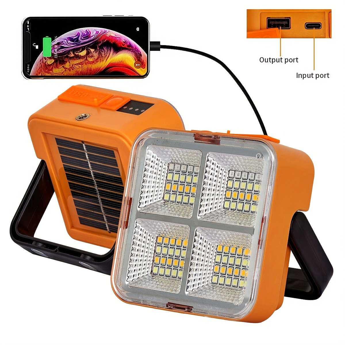 

1pc Solar Rechargeable Multifunctional Searchlight, Outdoor Portable Led Floodlight With Magnetic Suction, Usb Rechargeable Portable Emergency Light, Suitable For Camping, Night Market, Tourism