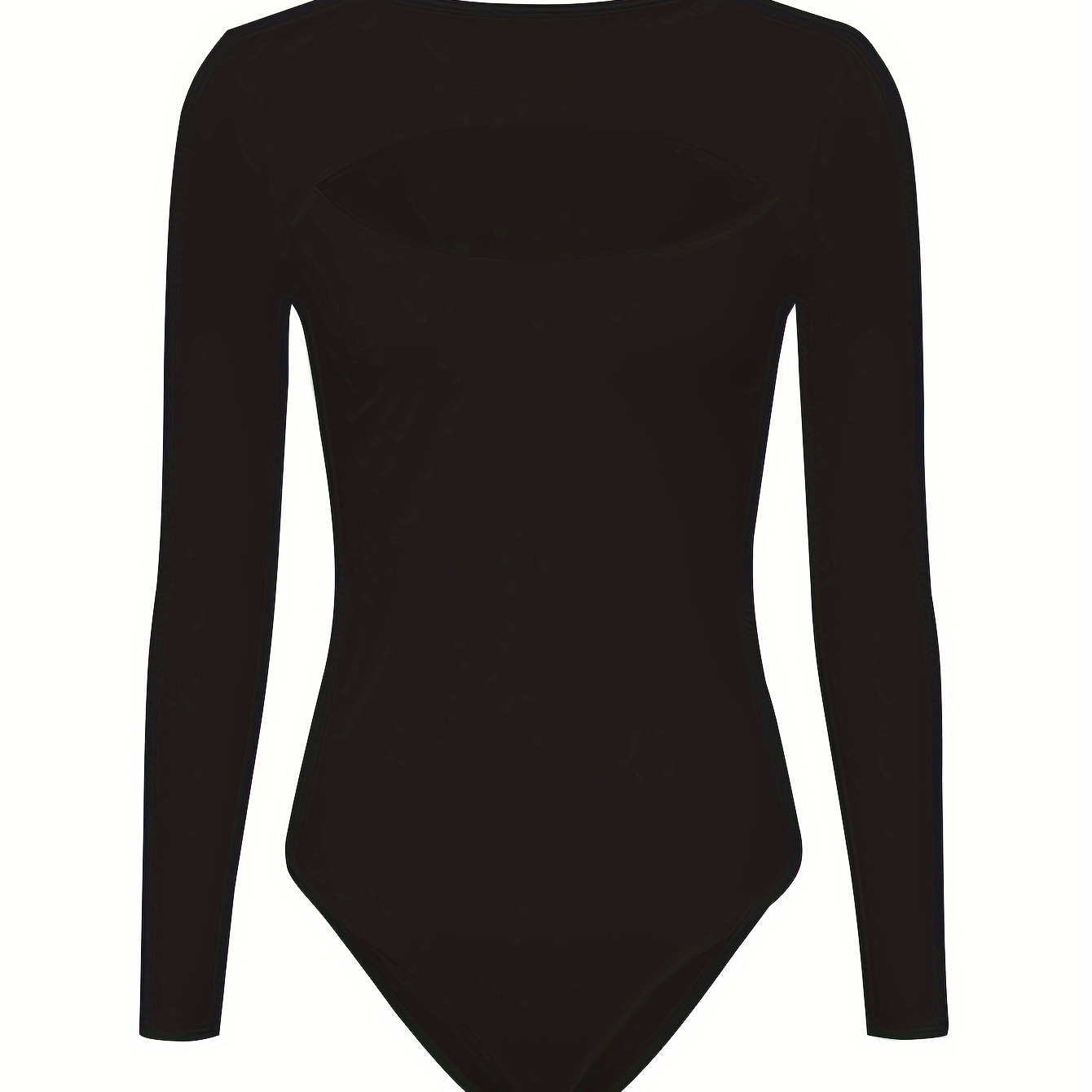 Solid Crew Neck Long Sleeve Stretchy Bodysuit Mature Sexy - Temu