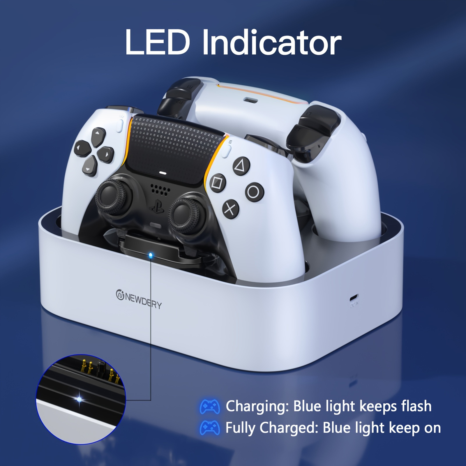 PS5コントローラーDual-Sense Edge用の充電ステーション、高速充電器、Playstation 5 Dual-Sense  Edgeコントローラー用ホルダー(LEDインジケーター/デュアル充電器付き)
