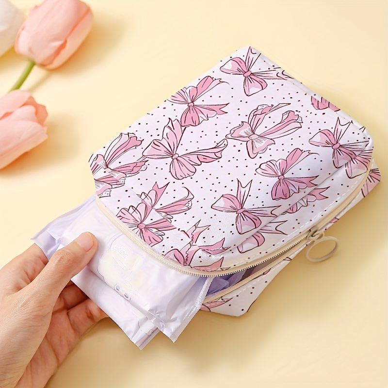 

1pc, Butterfly Bow Pattern Portable Sanitary Napkin Storage Bag, Candy Sundries Organizer, Lightweight Multipurpose Pouch