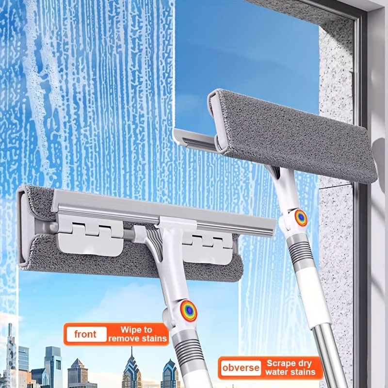 

2-in-1 Glass Wiper, Multi-functional Plastic & Stainless Steel Window Cleaning Tool, Ideal For Bathroom, Outdoor, Wall, Floor, And Glass