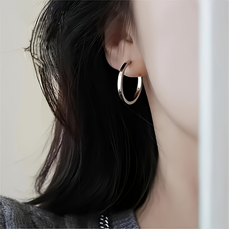 

Elegant Sexy Hoop Earrings - 925 Sterling Silver Ear Needle, Copper With 925 Silver Plating, No Mosaic, Ideal For & Gifts, Fits All , Valentine's Day