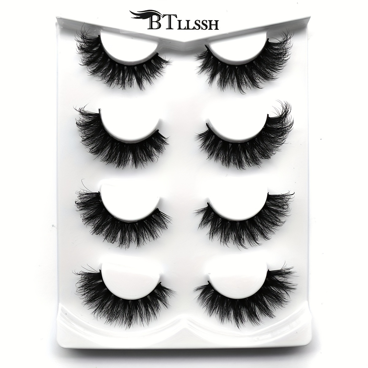 

4 Pairs Fluffy False Eyelashes, Thick Cross False Eyelashes, 18mm, Fluffy Wispy False Eyelashes, Cat Eye Style Lashes, For Daily, Party Makeup And Stage Performance