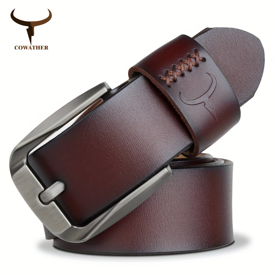 

Cowather Men'-style Genuine Leather Belt With Oval Pin -