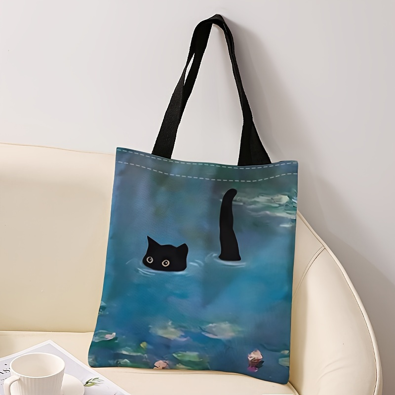 

Cat Pattern Printed Casual Tote Bag, Lightweight Grocery Shopping Bag, Aesthetic Shoulder Bag For School, Travel