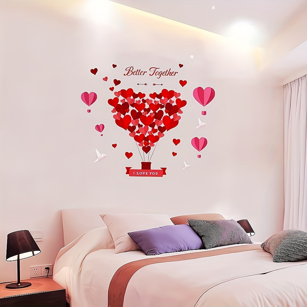 

Romantic Love Red Balloon Landscaping Decorative Wall Stickers, Wedding Anniversary Proposal Atmosphere Decoration, Living Room Bedroom Decoration