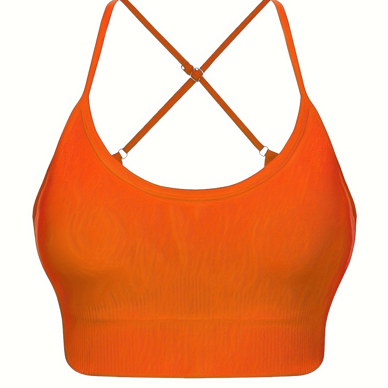 Medium Support Neon Orange Crisscross Sports Bra