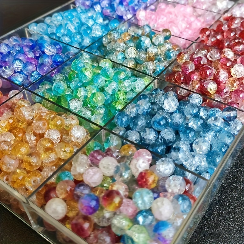 

[Meilleur Classement] de 300 Perles en Verre Craquelé la de DIY - Bracelets, & Boucles d'Oreilles - Cadeau d'Artisanat les Fêtes