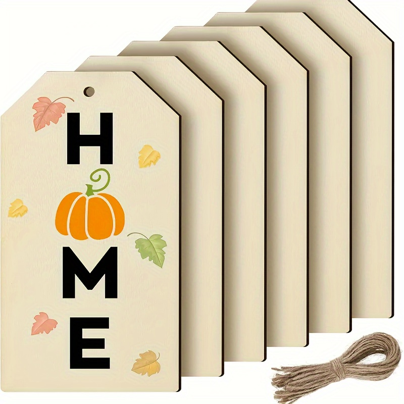 

10pcs Creative Diy Wooden Tags, Blank Door Sign Wooden Decorative Chips, Christmas Home Decoration