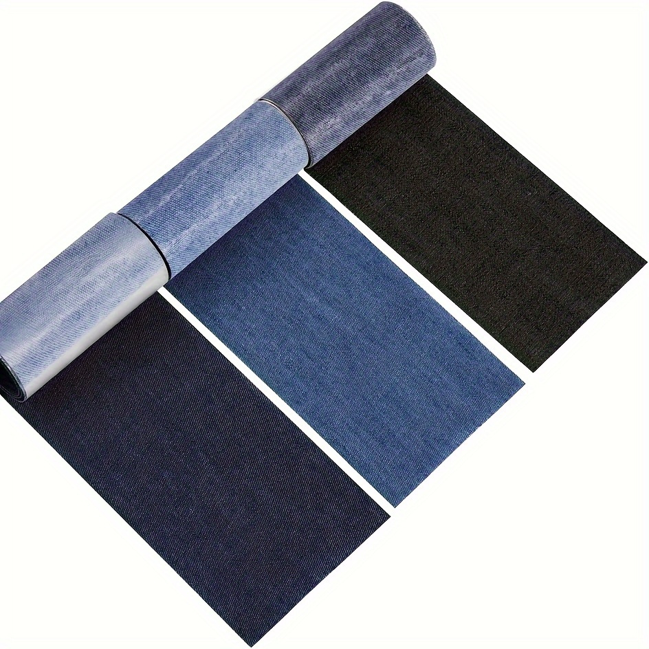 

3 Rolls Of Jean Iron-on Patches, 8 X 50 Cm Repair Patches, Clothing, Self-adhesive Iron-on Patches, Diy Hole Patch Patch (dark Blue, Light Blue, Black)