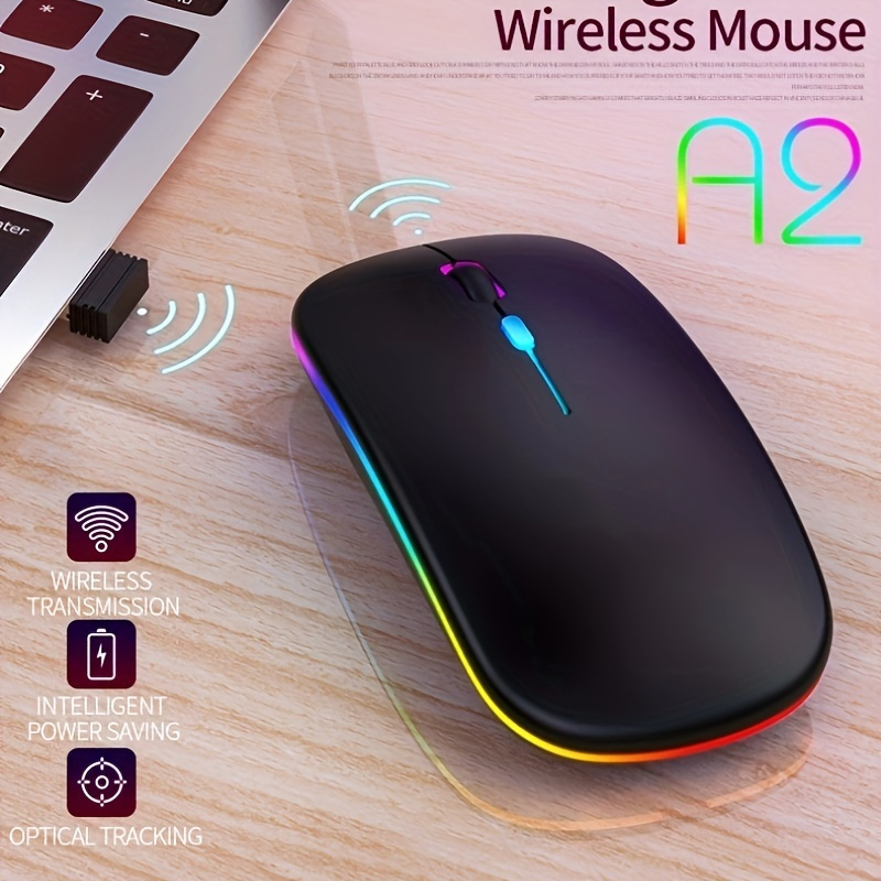

Rechargeable Wireless Mouse - 10m Stable Usb Transmission, Silent Buttons, 25mm Slim Body, Colorful Breathing Light - Perfect For All Devices!