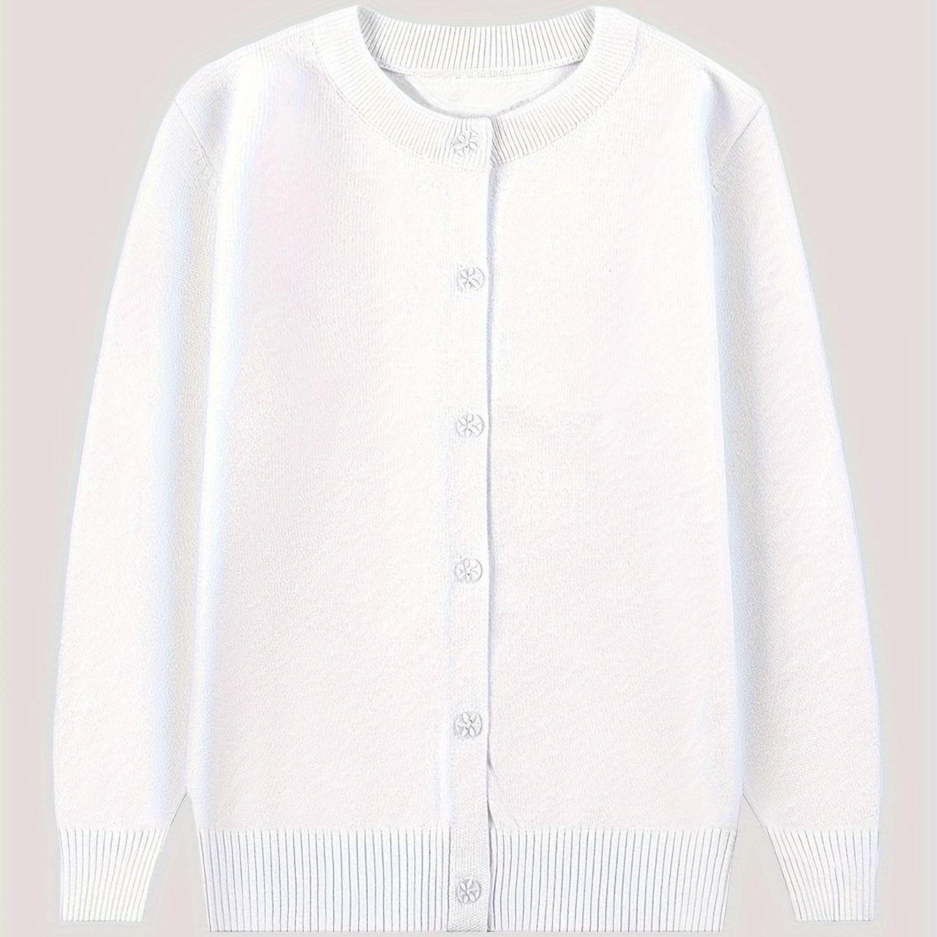 

Girls Solid Crew Neck Button Down Cardigan Sweater Long Sleeve Solid Knitted School Uniform