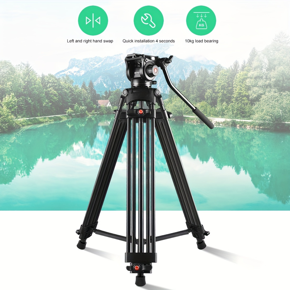 

Puluz Professional Heavy Duty Video Camcorder Aluminum Alloy Tripod With Fluid Drag Head For Dslr / Slr Camera, Adjustable Height: 80-160cm(black)