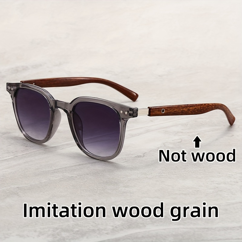 

1pc Men's Fashion New Glasses, Street Shoot Retro Versatile Wood Grain Glasses